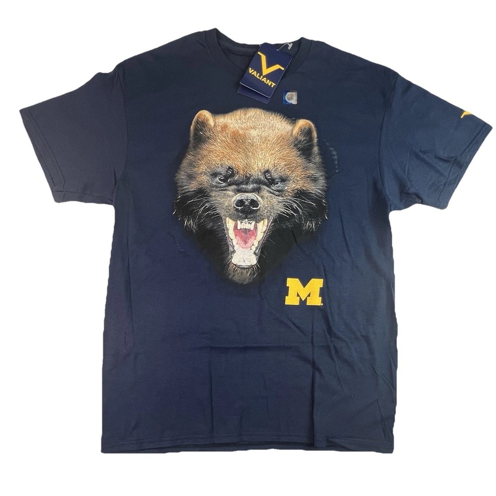 University Of Michigan Wolverines Sublimation Graphic TShirt Valiant Men's L NWT